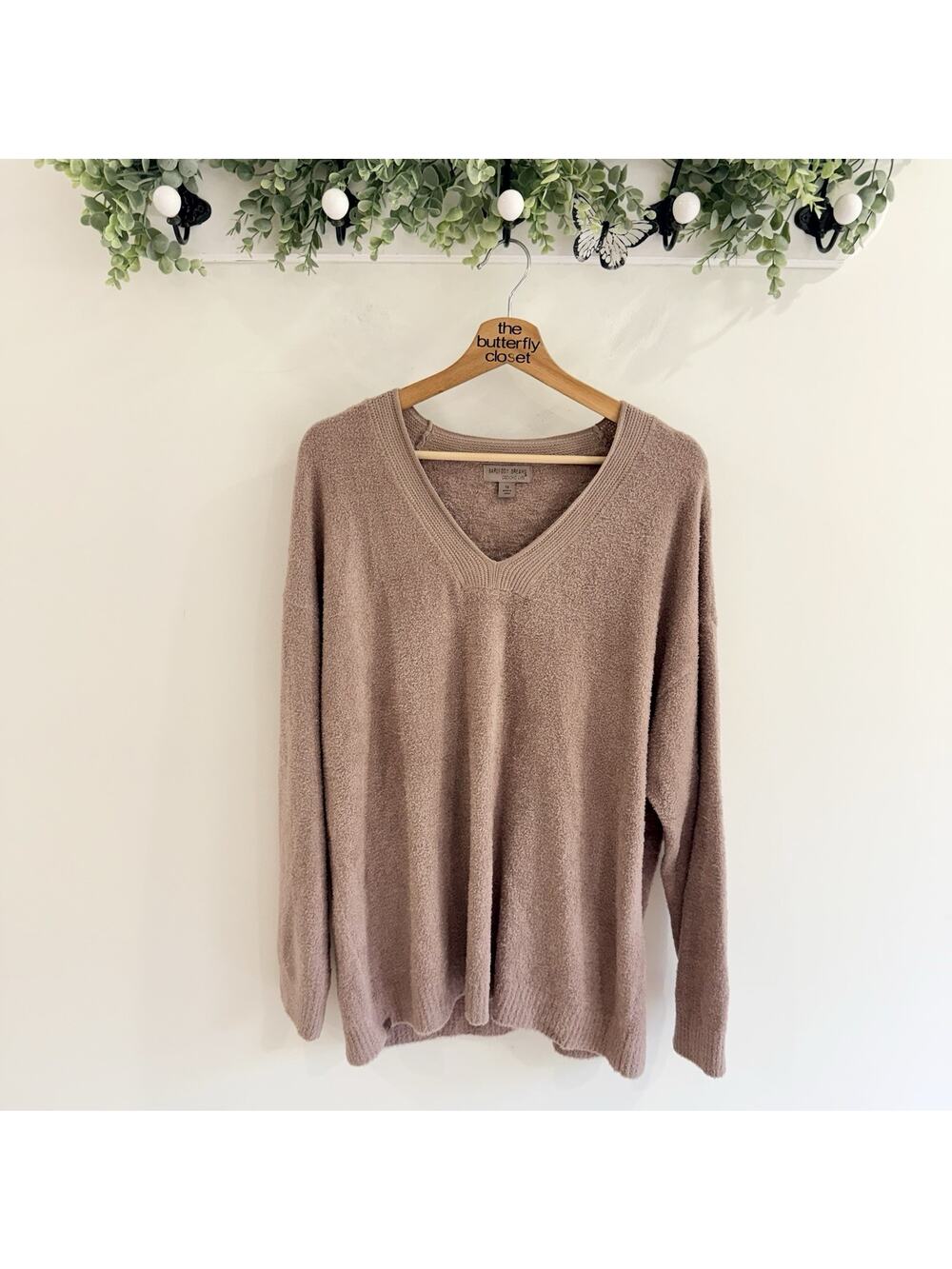 Barefoot Dreams CozyChic Lite V Neck Sweater Soft Blush Pink Size 1X 225181